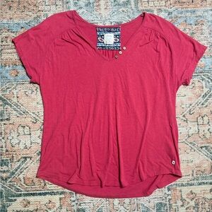 Lucky Brand Deep Coral V-Neck Tee